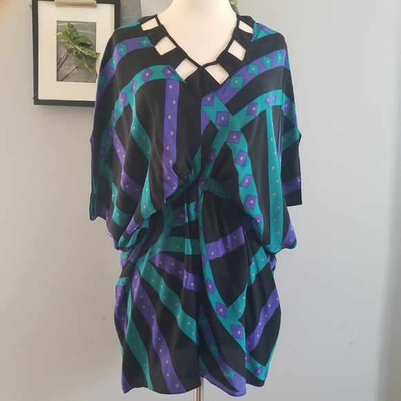 Luna By Josandra Silk Caftan Dress S - Picture 3 of 11